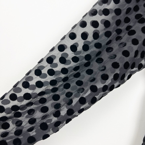 RIXO Golden Flocked Black Polka Dot Burnout L/S Mini Dress 8 - Picture 7 of 11